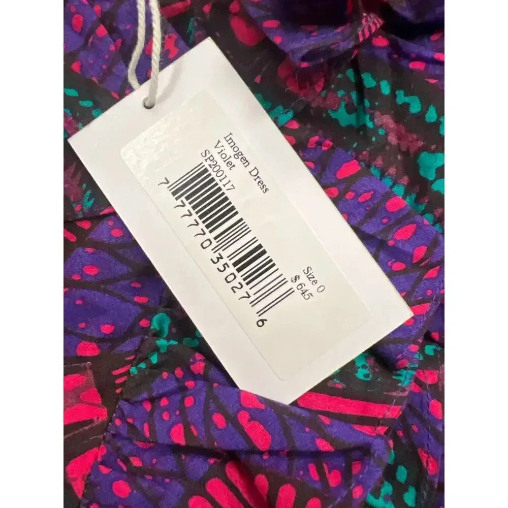 NWT Ulla Johnson IMOGEN Purple Print Ruffle Asymmetrical Midi Dress Size… - Picture 9 of 16
